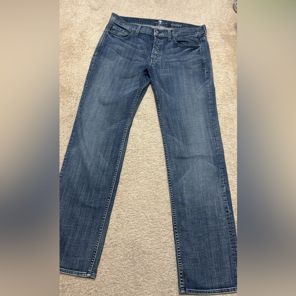 7 For All Mankind Blue Straight Jeans 36x32